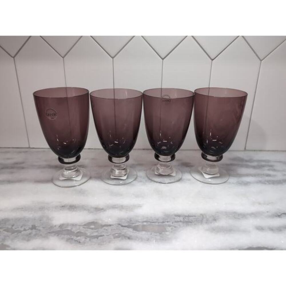 Dansk Crystal Madras‎ Goblets Set, Amethyst Purple Iced Tea Glassware, Set of 4